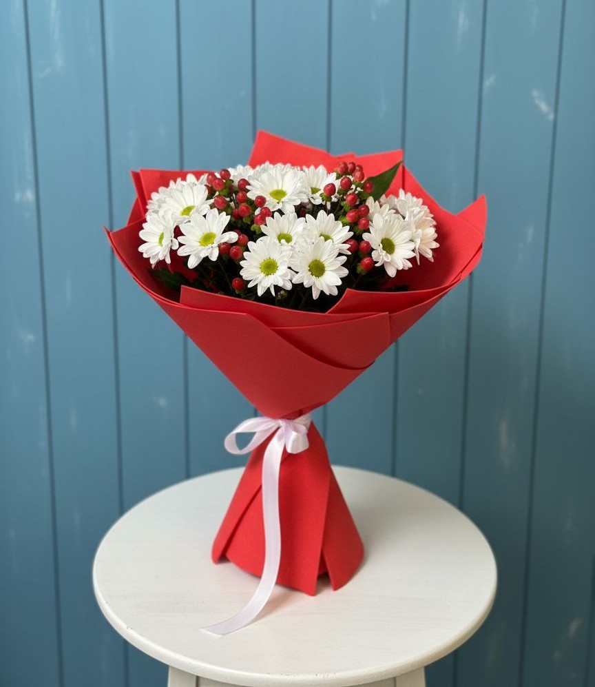 Букет ягоды на снегу в Майский Тульская область Букет цветов из: Хризантемы в Майский Тульская область