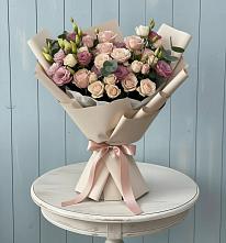 Букет бодрость в Майский Тульская область Букет цветов из:  Розы и Лизиантусы в Майский Тульская область