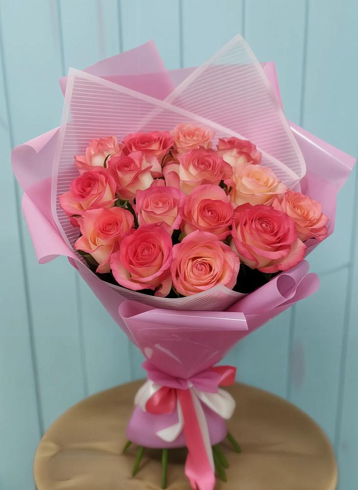 15 Розовых роз Равель в Майский Тульская область Букет 15 Розовых роз Равель в Майский Тульская область