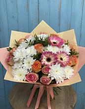 Букет гармония природы в Майский Тульская область Букет цветов из:  Розы, Герберы и Хризантемы в Майский Тульская область