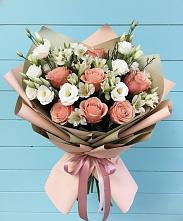 Букет олимп в Майский Тульская область Букет цветов из:  Розы, Альстромерии и Лизиантусы в Майский Тульская область