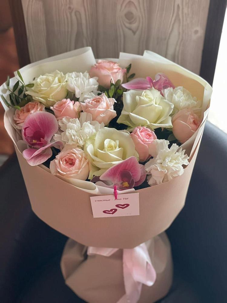 Букет ноктюрн в Майский Тульская область Букет цветов из: Орхидеи, Розы и Гвоздики в Майский Тульская область