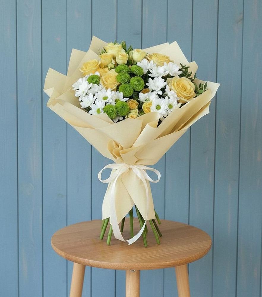 Букет цветов из: Хризантемы и Розы в Майский Тульская область