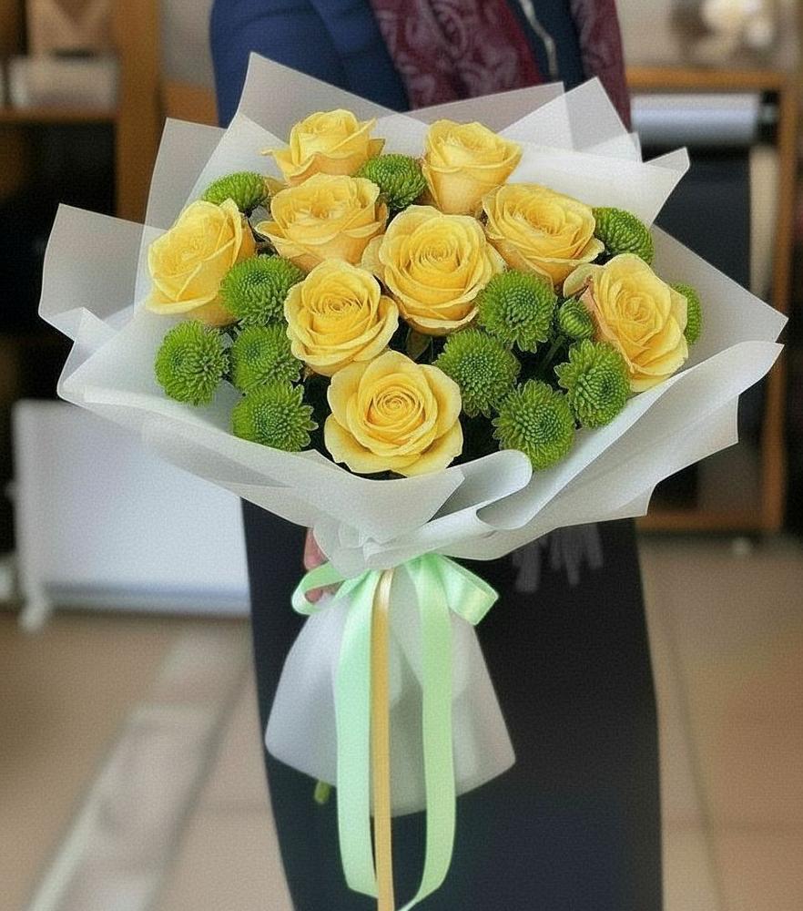 Букет цветов из: Хризантемы и Розы в Майский Тульская область