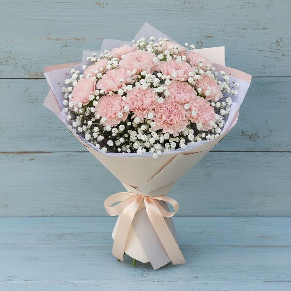 Букет Нежность рассвета в Майский Тульская область Букет цветов из: Гвоздики в Майский Тульская область