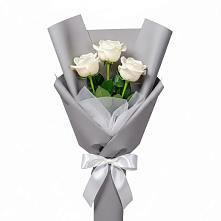 Букет 3 белые розы в Майский Тульская область Букет 3 белые розы в Майский Тульская область