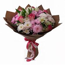 Букет цветов из:  Хризантемы, Альстромерии и Розы в Майский Тульская область