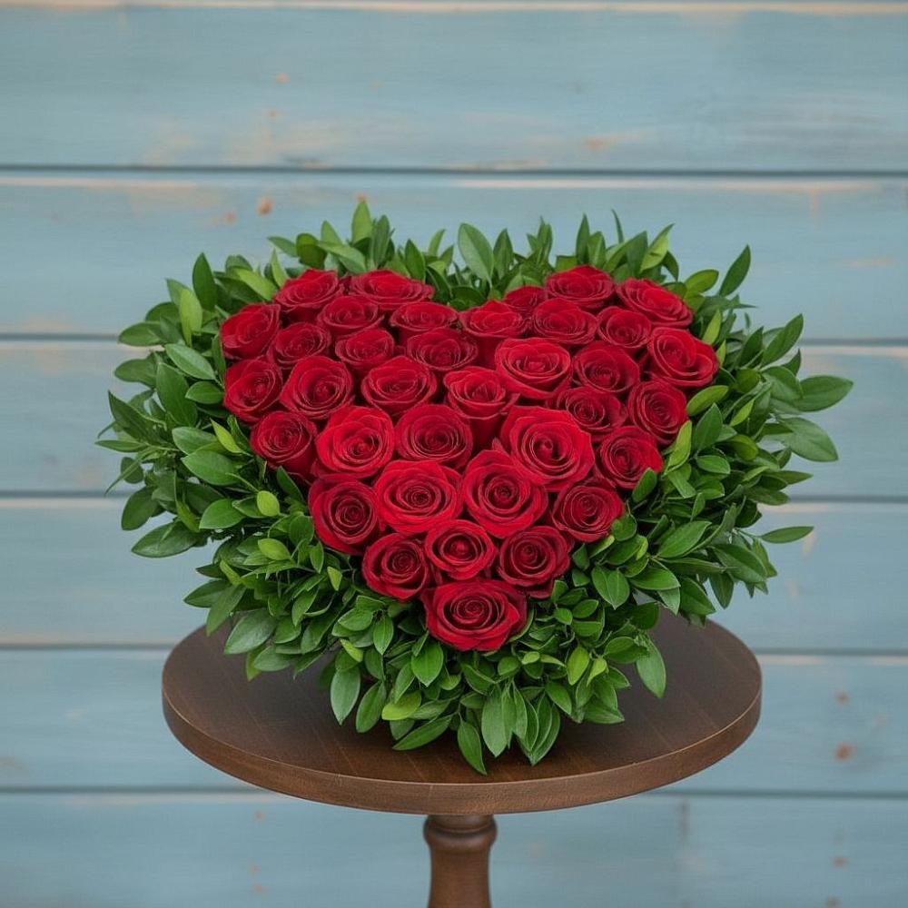 Цветочная композиция из Розы в виде сердца в Майский Тульская область