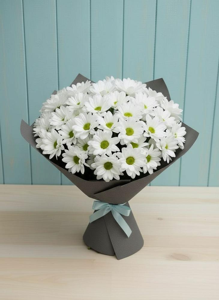 Букет белые хризантемы в Майский Тульская область Букет цветов из: Хризантемы в Майский Тульская область
