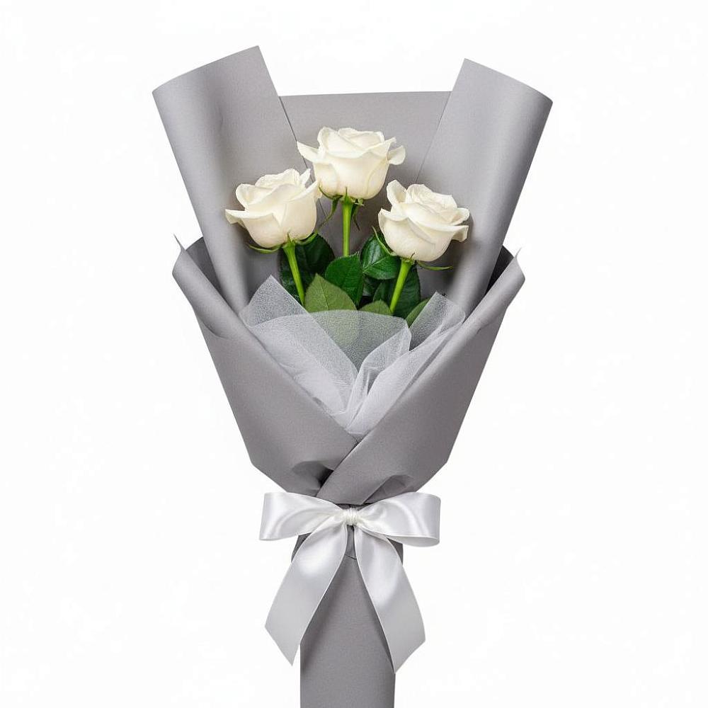 Букет 3 белые розы в Майский Тульская область
