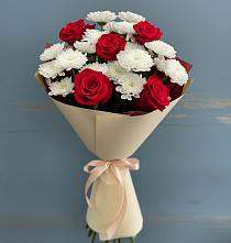 Букет романтическая гармония в Майский Тульская область Букет цветов из:  Розы и Хризантемы в Майский Тульская область