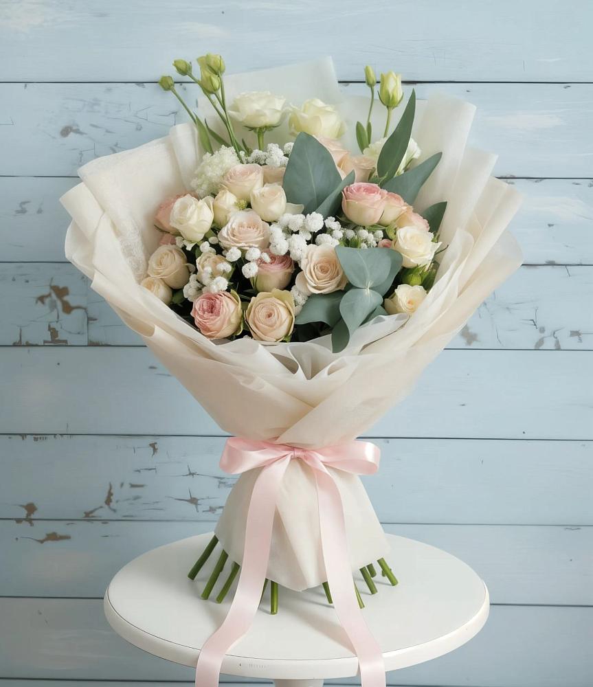 Букет Сказочное воображение в Майский Тульская область Букет цветов из: Розы и Лизиантусы в Майский Тульская область