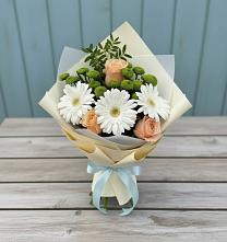 Букет цветов из:  Герберы, Розы и Хризантемы в Майский Тульская область