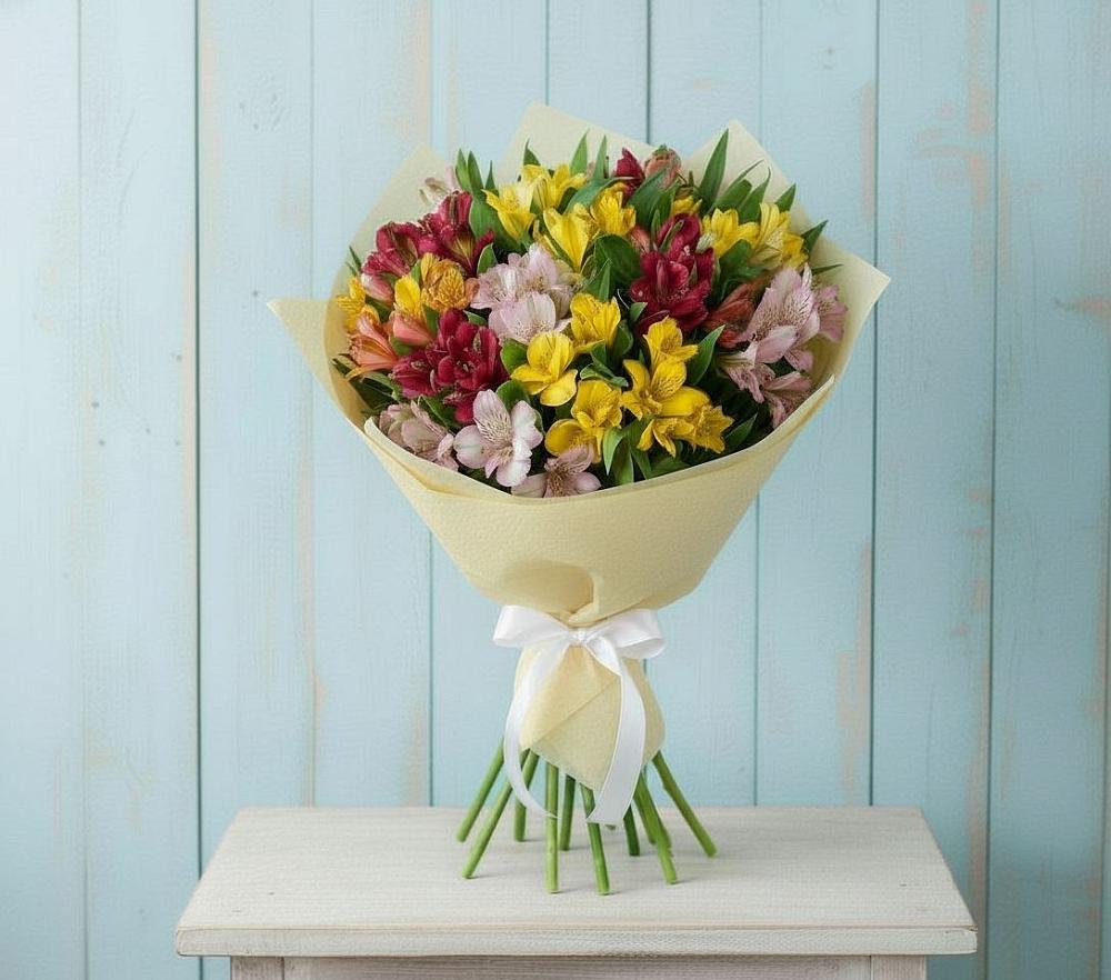 Букет Летние краски в Майский Тульская область Букет цветов из: Альстромерии в Майский Тульская область